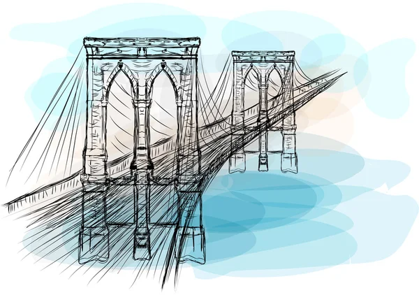 Silueta puente de Brooklyn — Vector de stock