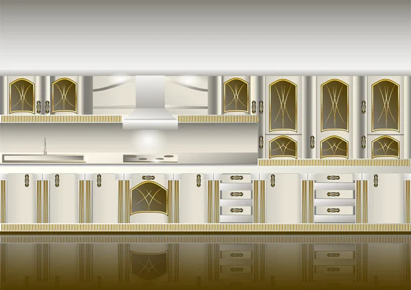 화이트 클래식 스타일 주방 — 스톡 벡터