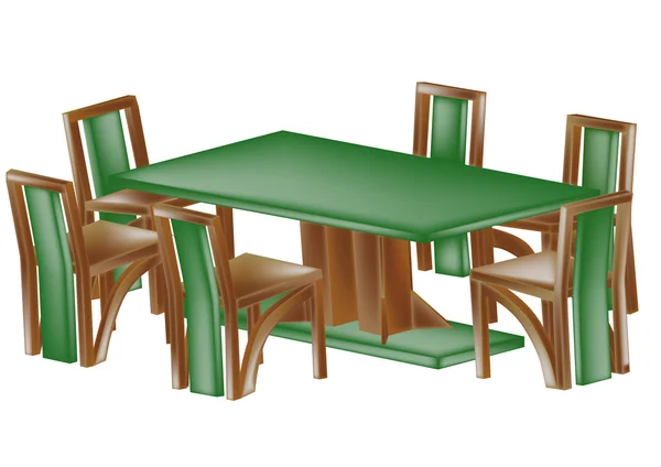 Tafel en stoelen — Stockvector