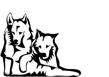iki köpek soyut siluet