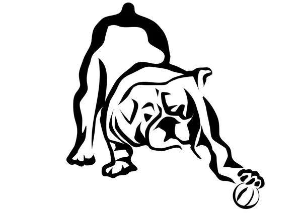 Bulldog jouer avec la balle — Image vectorielle