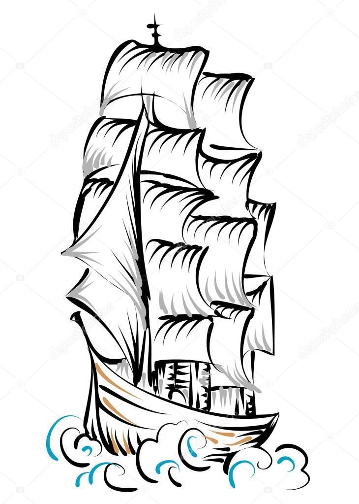 tall ship isolated