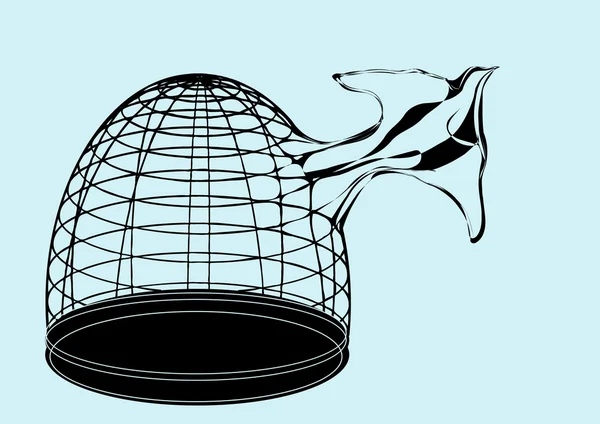 Vogel en cage — Stockvector