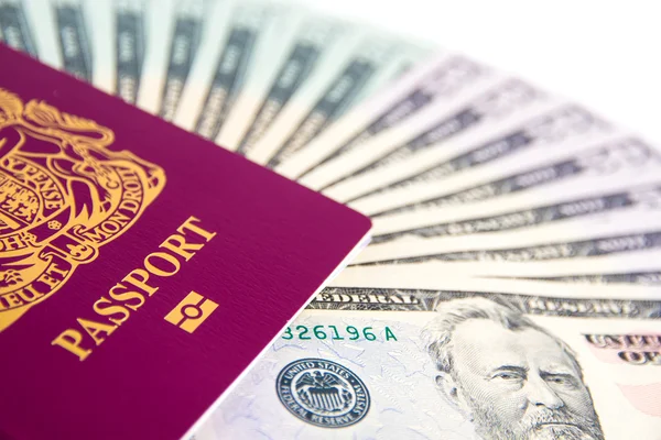 Dinheiro do passaporte Imagem De Stock