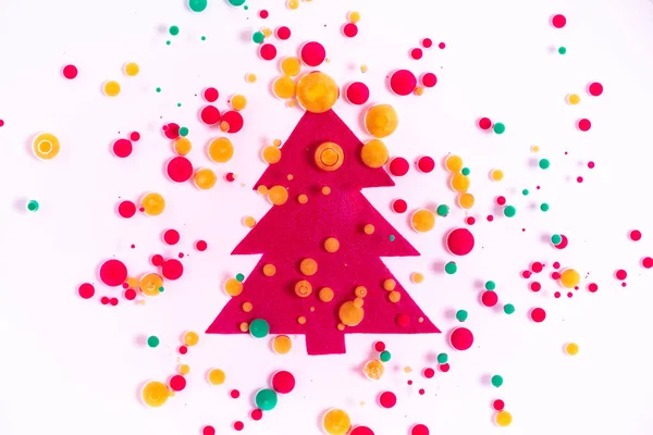 Arte fluido para la celebración feliz año nuevo. Fondo festivo con árbol de Navidad, burbujas desbordantes y purpurina y efecto de pintura iridiscente. Hermoso fondo líquido para las vacaciones de invierno. — Foto de Stock