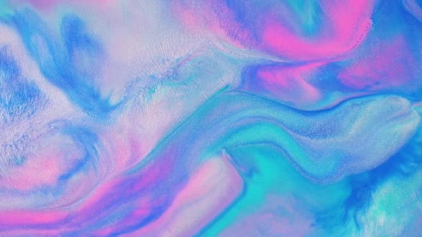 Ρευστή τέχνη ζωγραφική βίντεο, σύγχρονη υφή acryl με πολύχρωμα κύματα. Υγρό χρώμα ανάμειξη έργων τέχνης με βουτιά και στροβιλισμό. Λεπτομερής κίνηση φόντου με μπλε, ροζ και ασημί ξεχειλίζει χρώματα. — Αρχείο Βίντεο