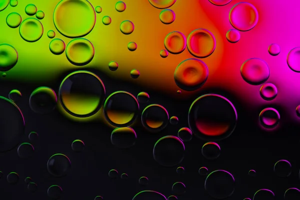 Fundo de néon criativo com gotas. Fundo abstrato brilhante com gradientes vibrantes em bolhas. Multicolor imagem transbordante. — Fotografia de Stock