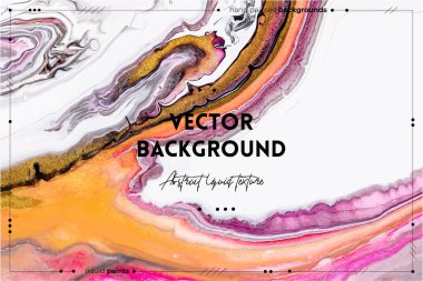 Sıvı sanat dokusu. Boya efektiyle soyut bir arka plan. Sıvı akrilik, akışkan ve sıçramalı bir resim. Arka plan ya da poster için karışık boyalar. Pembe, altın ve beyaz taşan renkler.