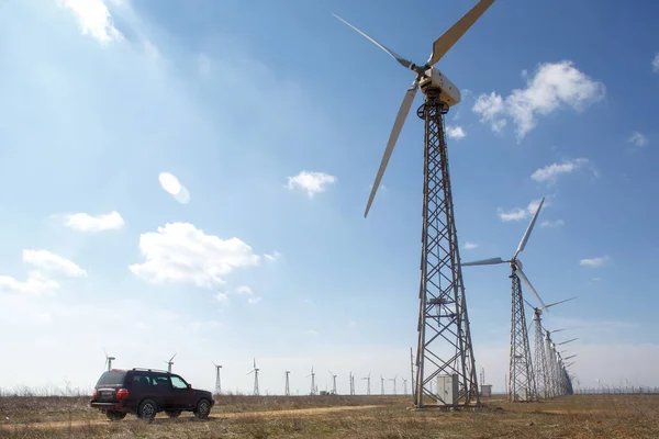 Wind power turbine towers in Crimea