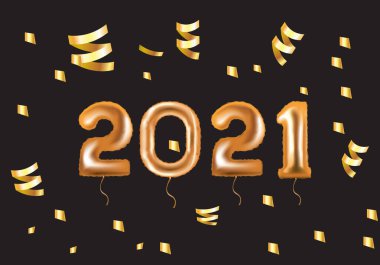 2021 altın folyo balonu. vektör