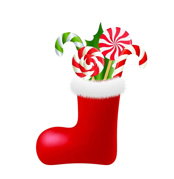 Calzini Natale Con Caramelle Vettore — Vettoriale Stock