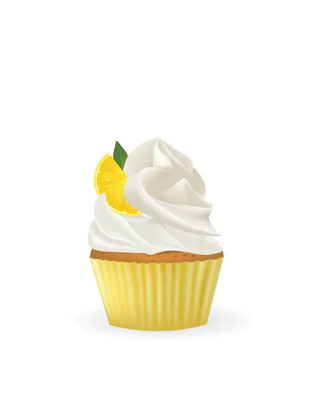 Λεμόνι Cupcake Λευκό Φόντο Διάνυσμα — Διανυσματικό Αρχείο