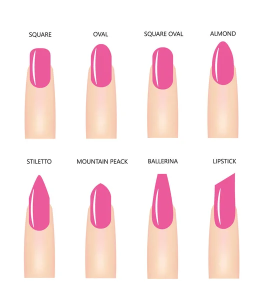 Formas Uñas Con Esmalte Uñas Rosa Vector — Vector de stock