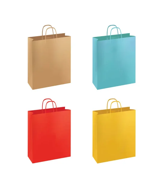 Colorful Paper Bag Set Vector Illustration — Stock Vector