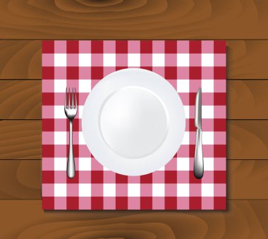 Tahta levhalarda boş tabaklar. vektör