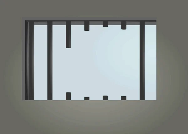 Zerbrochene Gitter Gefängnisfenster Vektor — Stockvektor