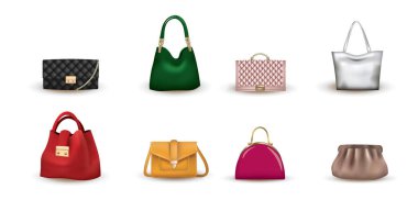 Beyaz arkaplanda kadın çantası, vektör