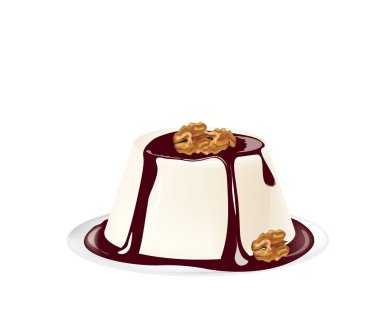 Cevizli panna cotta. vektör