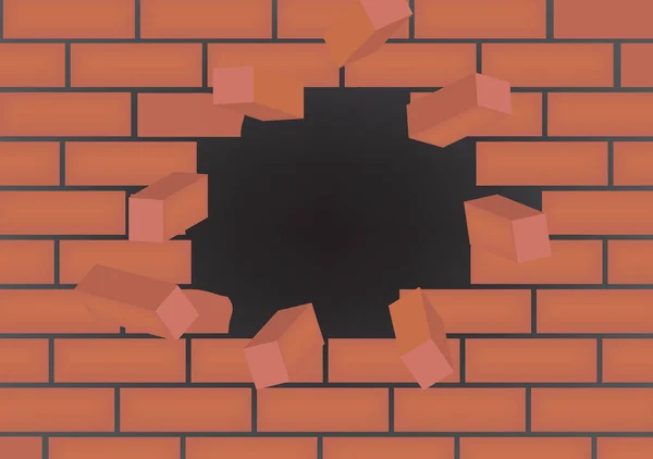 Broken Brick Wall Vector Illustration — Stock Vector