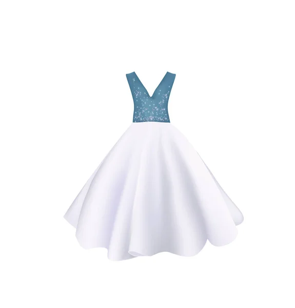 Vestido Noche Elegante Blanco Azul Vector — Vector de stock
