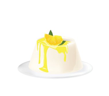 Limonlu panna cotta. vektör