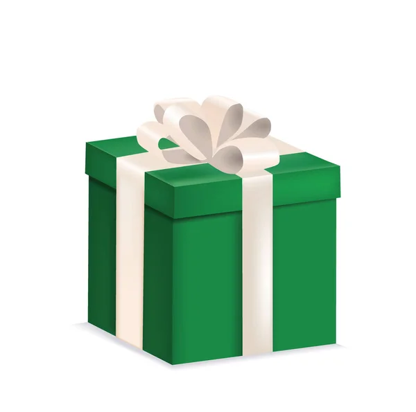 Green Gift Box Bow Vector — Stock Vector