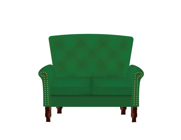 Königsgrünes Sofa Vektorillustration — Stockvektor