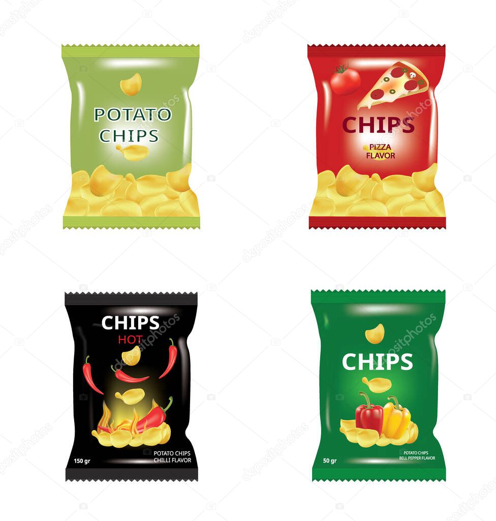 Potato chips bags. vector illustration 