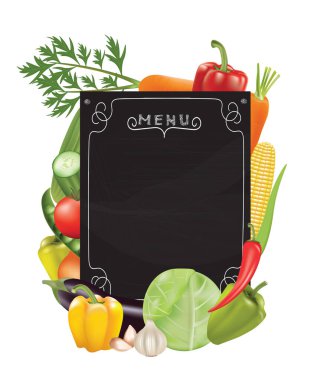 Blackboard menü ile sebze, vektör