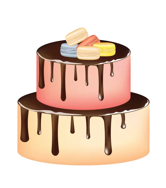 Gâteau Chocolat Aux Macarons Vecteur — Image vectorielle