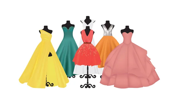 Vestidos Elegantes Conjunto Maniquí Vector — Vector de stock