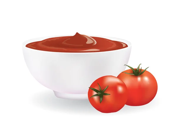 Ketchup Tomate Tazón — Vector de stock