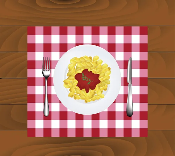 Pasta Plate Lunch Vector — Stock Vector