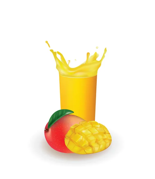 Salpicadura Jugo Mango Ilustración Vectorial — Vector de stock