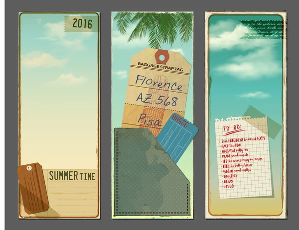 Banners de hora de verano vintage — Archivo Imágenes Vectoriales