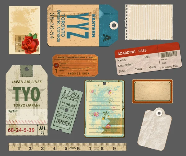 Ephemera Vintage papier Tags — Stockvector