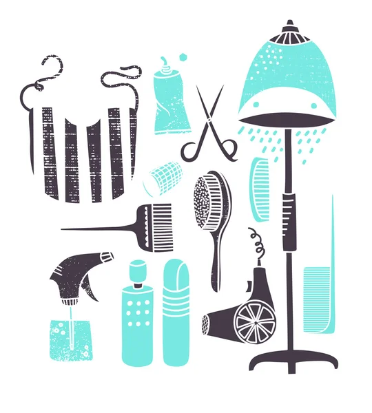 Werkzeuge und Symbole des Friseurs — Stockvektor