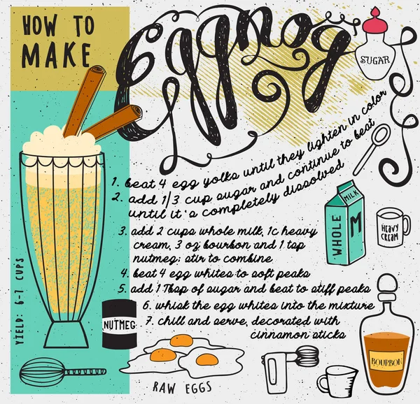 How to Make Eggnog — Stock Vector