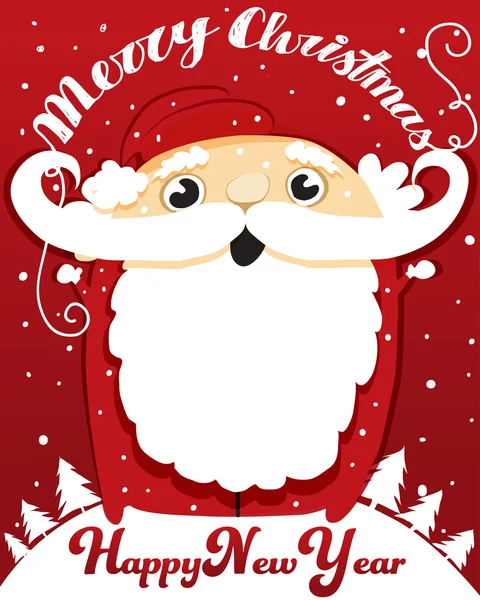 Jolly Santa Claus Deseando una Feliz Navidad y Feliz Año Nuevo — Vector de stock