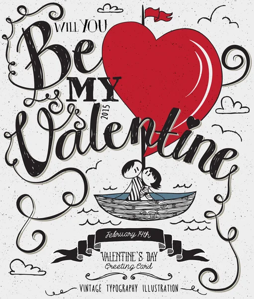 Valentine's Day Typography Art Poster — Stock Vector
