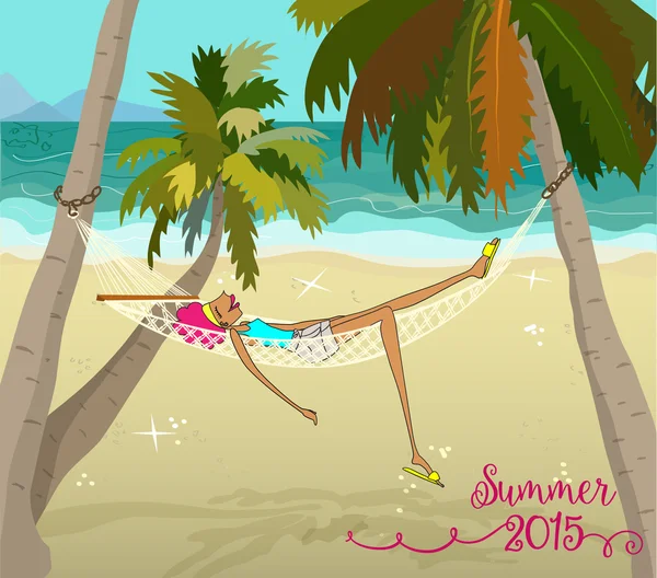 Dibujos animados vacaciones de verano — Archivo Imágenes Vectoriales
