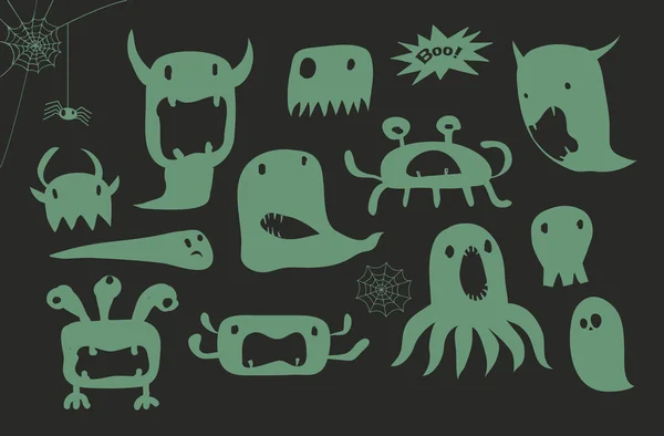 Halloween Desenhos animados Monstros verdes Ilustrações De Stock Royalty-Free