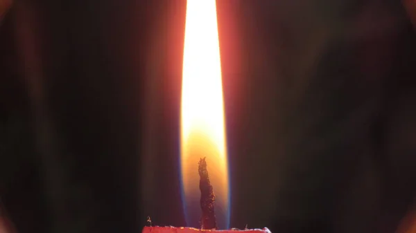 Candle Lit Flame Candle Burns Close You Can See Even — Foto de Stock