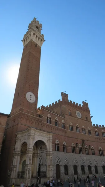 Palazzo Comunale Prachtige Historische Architectuur Het Centrale Plein Van Siena — Stockfoto