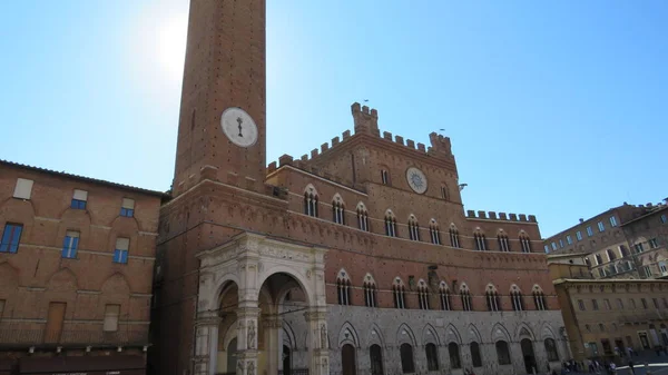 Palazzo Comunale Hermosa Arquitectura Histórica Plaza Principal Siena Las Formas —  Fotos de Stock