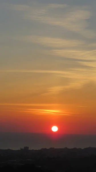Восход Солнца Море Солнце Встает Моря Является Одним Самых Красивых — стоковое фото