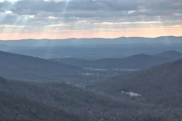 Raios Luz Manhã Blue Ridge Parkway — Fotografia de Stock