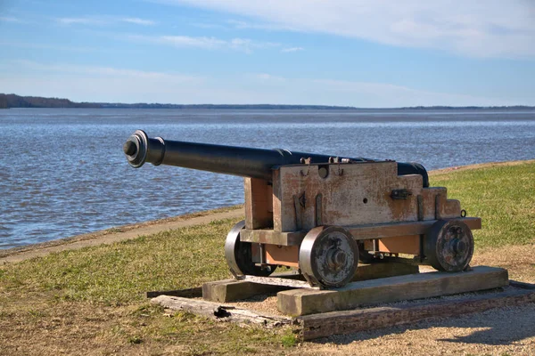 Gammal Historisk Kanon Stationerad Vid Vattnet Historiska Jamestown — Stockfoto