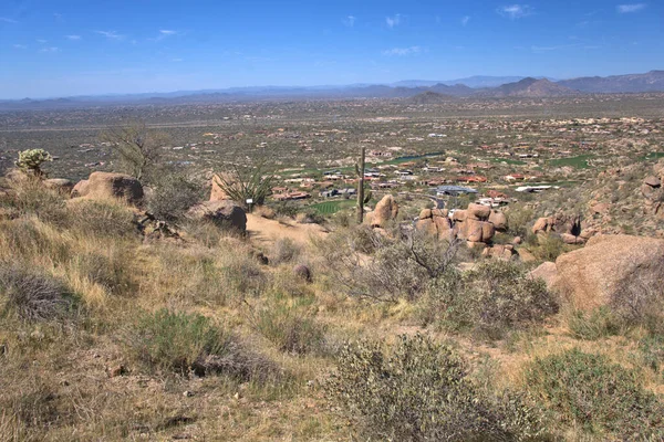 Pohled Pinnacle Peak Stezky Scottsdale Arizona Výhledem Golfové Hřiště — Stock fotografie