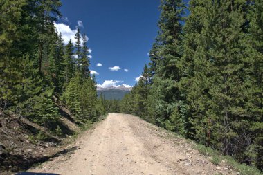 Dağlık bir geçitten geçen bir dağ yolu.